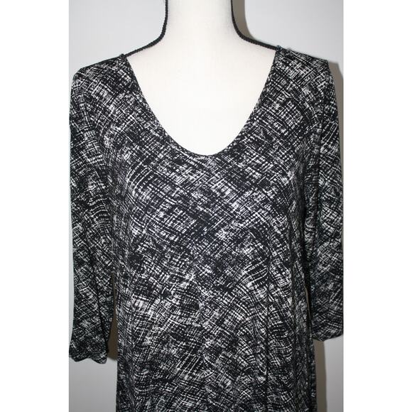 J. Jill Wearever Collection Women's Tunic Tops MP 1/4 Sleeve Black & White - Picture 2 of 5